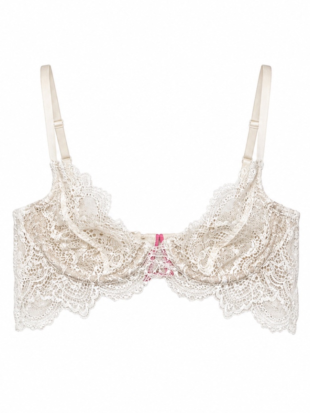 La Senza Diva Ivory Scalloped Lace Demi Bra – 34B EUC